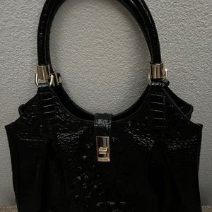 Brahmin Black Alligator embossed handbag